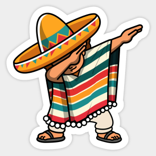 Dabbing Mexican Poncho Cinco De Mayo Sticker